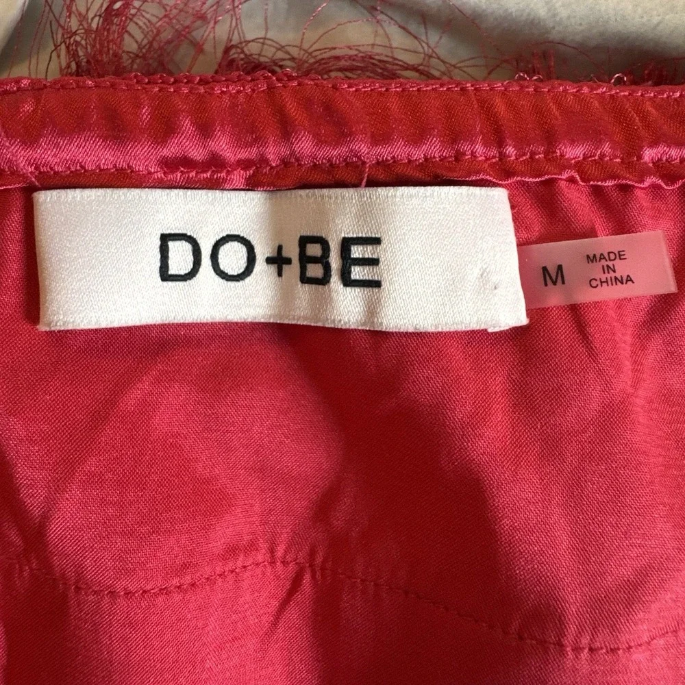 DO+BE Full Fringe Mini Skirt Pink Medium Cowgirl Boho Nashville Fuchsia Fest
